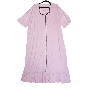 Nightgown Womens XL Oversized Ruffle House Dress V‎ Neck Soft Stretch Sleepwear
